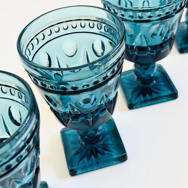 Glass Vintage Blue Wine Goblets - "Park Lane" by Colony - Set of 4, 1970s For Sale - Image 7 of 8
