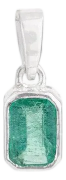 Emerald Solitaire Pendant in 925 Sterling Silver Fine Jewelry