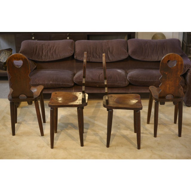 Brown Brutalist Oak Chairs, 1950s, Set of 4 For Sale - Image 8 of 16