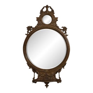 French Beveled Glass Decorative Mirror W. Shelf For Sale
