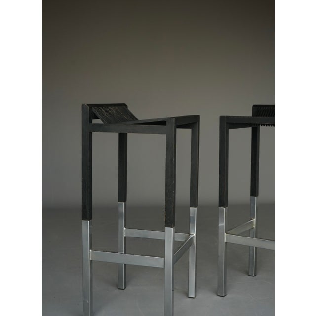 Minimalist Bar Stools by Ruud Jan Kokke, 1980s, Set of 2 For Sale - Image 11 of 18