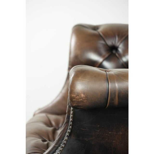 Large Vintage Chesterfield Desk Chair in Cowhide Leather For Sale - Image 12 of 18