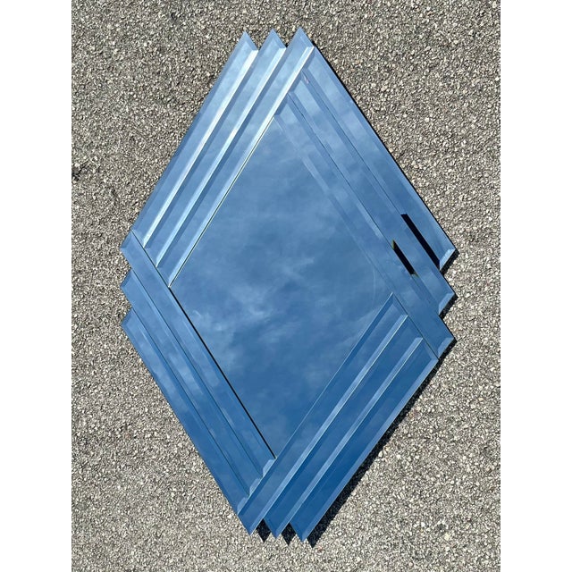 Vintage Boho 1980s Beveled Triangle Mirror For Sale - Image 4 of 12