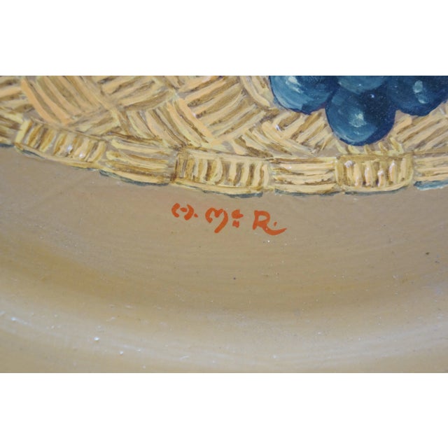Mid 20th Century Helen McRae Round Hand Painted Fruit Basket Toleware Tray Charger For Sale - Image 6 of 11