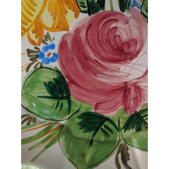 Ceramic Vintage Italian Nove Rose Handpainted Botanical Floral Porcelain Ceramic Decorative Plate 13 X 13 For Sale - Image 7 of 11