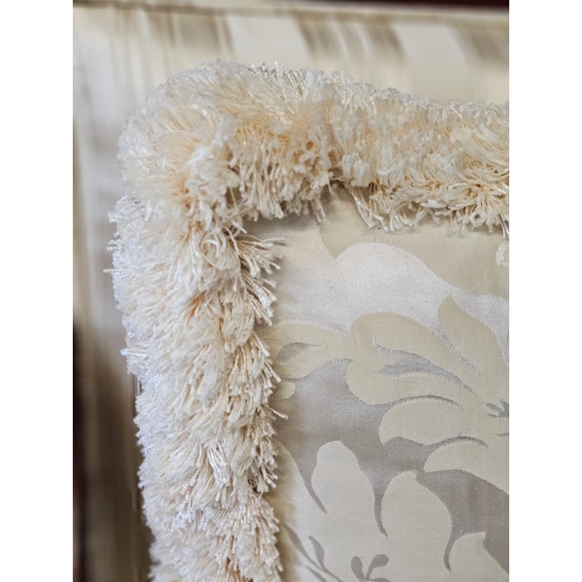 Pair of Pearson Louis XVI Style Carved Mahogany and Upholstered Fauteuils For Sale - Image 11 of 12