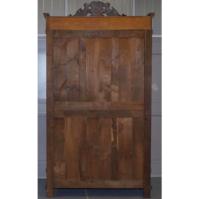 19th Century Antique French Carved Oak Breton Mirrored Armoire Linen Press For Sale - Image 5 of 5
