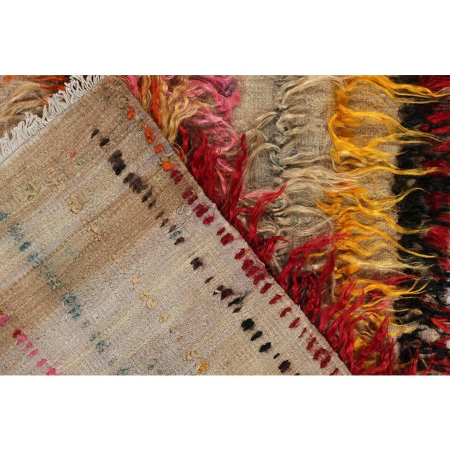1950s Vintage Tulu Shag Runner in Beige, Multicolor High-Low Pile Stripes For Sale - Image 5 of 5
