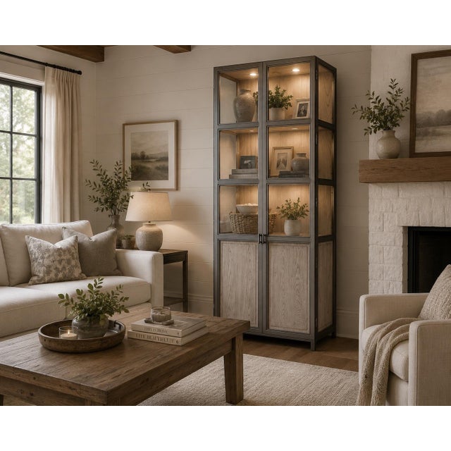 American Drew “West Fork” Collection Lighted Display Caninet For Sale - Image 4 of 10