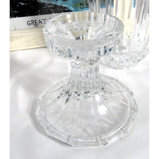 Vintage Heavy Crystal Glass Hurricane Candle Lamp For Sale - Image 11 of 18