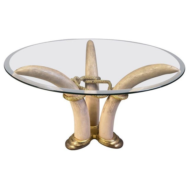 Vintage Faux Tusk Center or Side Table in the style of Valenti, 1970s For Sale - Image 11 of 11