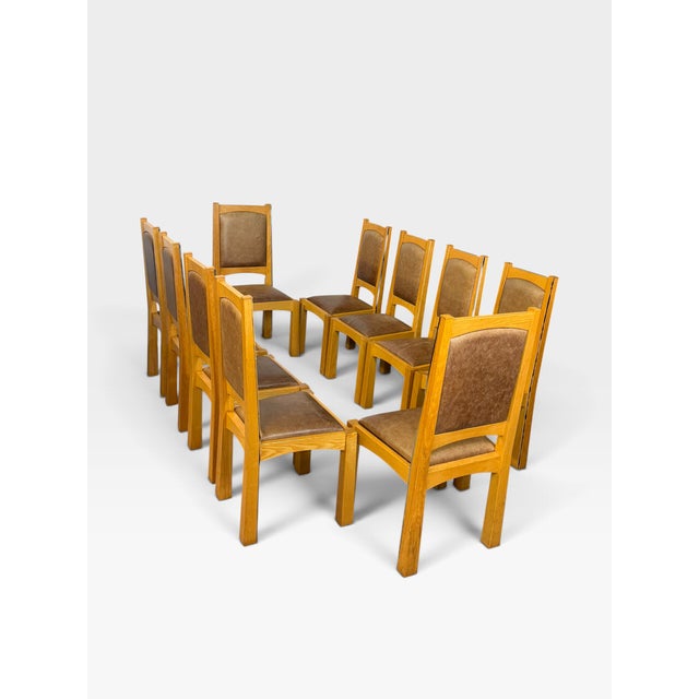 Vintage Ash Dining Suit with Leather, 2000, Set of 10 For Sale - Image 15 of 18