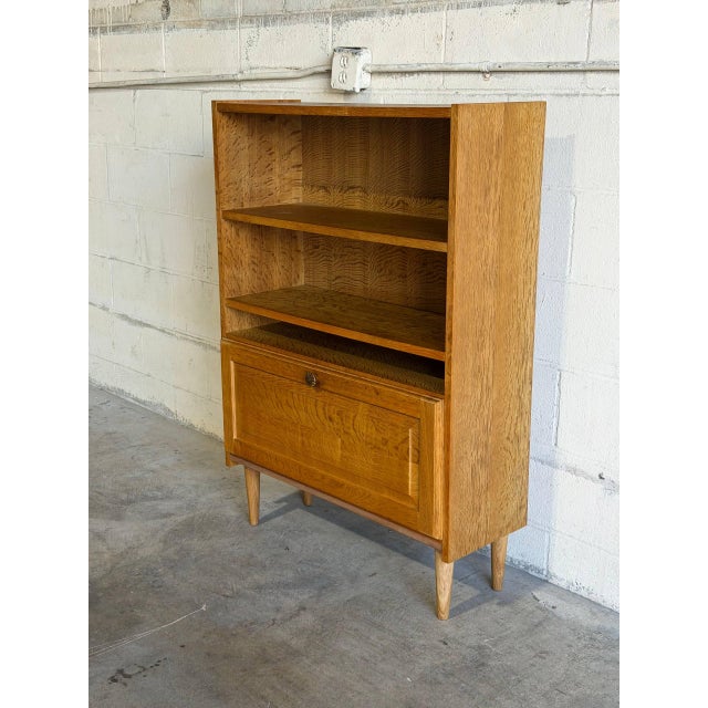 Oak Bookcase With Open Shelves and Drop-Down Door Danish Mid-Century Modern 1960s For Sale - Image 4 of 10