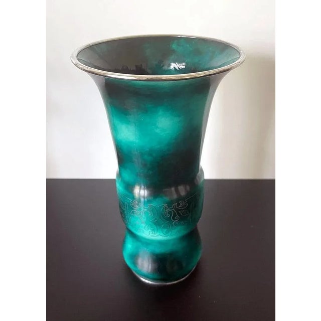 1920s 1920s Japanese Cloisonne Vase with Silver Inlays by Ando Jubei For Sale - Image 5 of 12