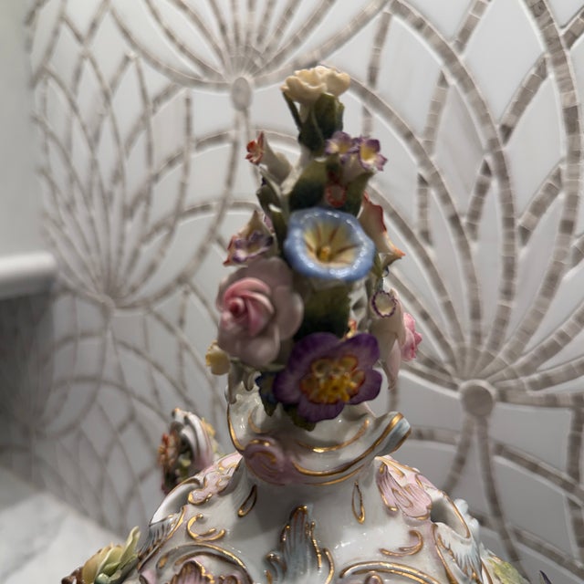 Dresden Porcelain 19th Century Dresden Porcelain Lidded Vase For Sale - Image 4 of 12