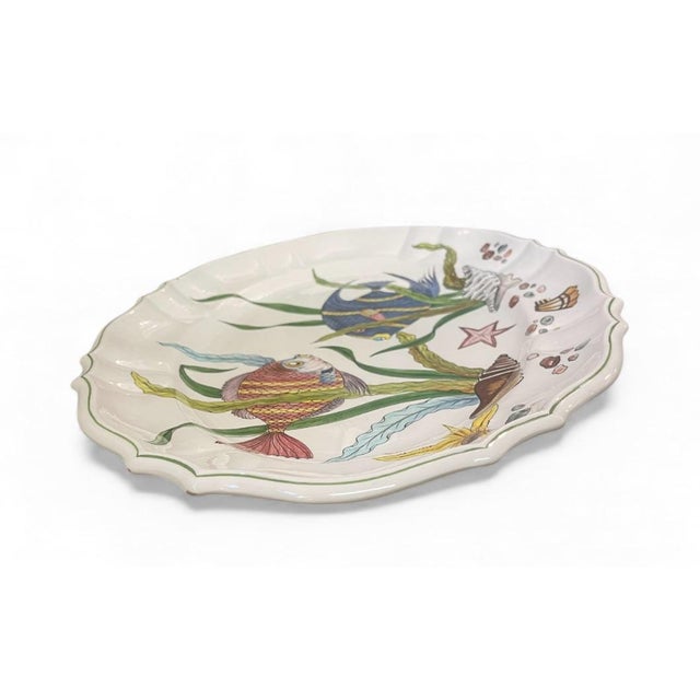 Traditional Hand-Painted Ceramic Serving Platter For Sale - Image 3 of 5