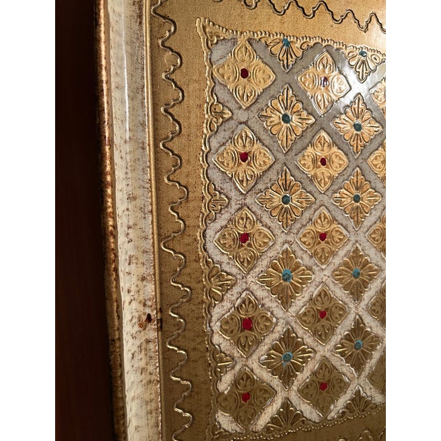 13" x 9" Vintage 60s Florentine Italian Gold Gilt Handpainted Wood Tray is a unique and elegant decorative collectible...