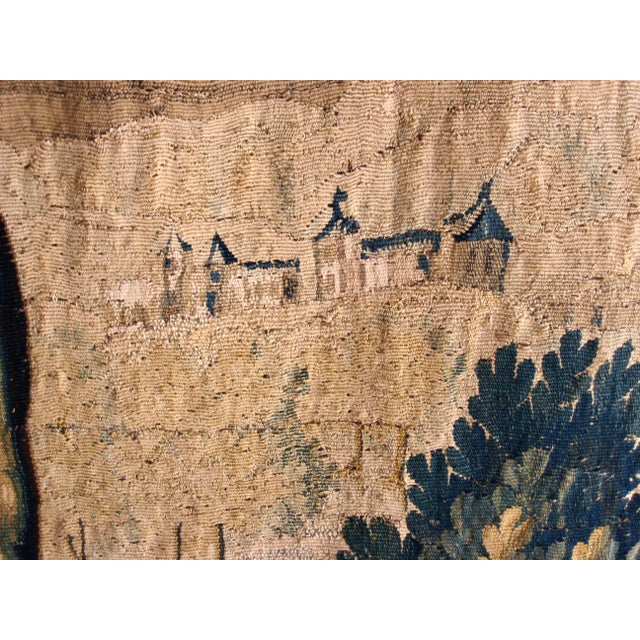 Blue French Aubusson Tapestry Verdure Parrot on a Brench Circa 1700 For Sale - Image 8 of 13