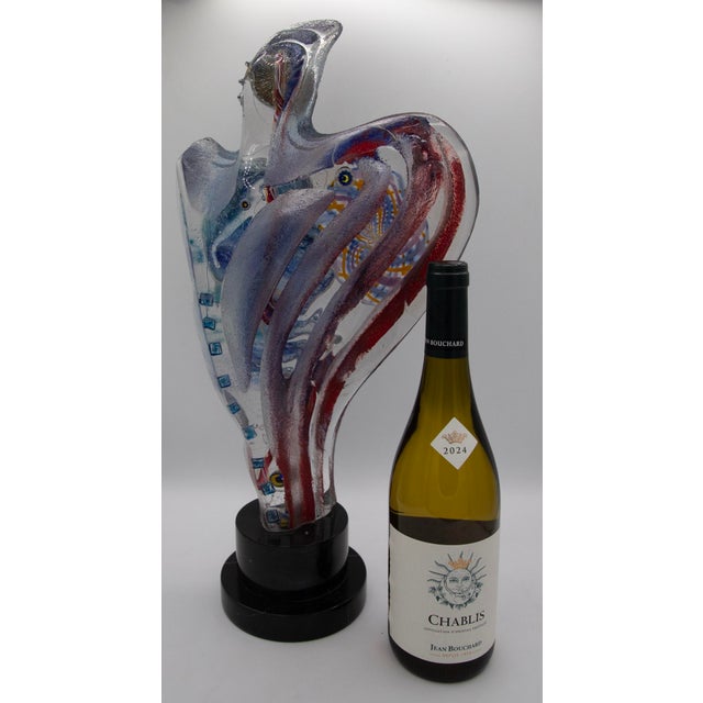Late 20th Century Susan Gott Abstract Studio Art Glass Sculpture on Ebonized Base 19" For Sale - Image 9 of 9