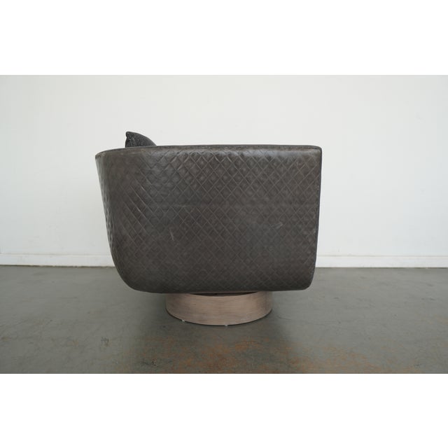 Gray Bernhardt Gemma Leather-Fabric Swivel Chairs (Set of 2) For Sale - Image 8 of 16