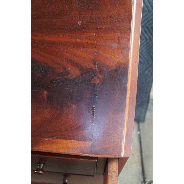 Antique Georgian Flame Mahogany Slant Front Secretary Writing Desk Bureau For Sale - Image 10 of 16