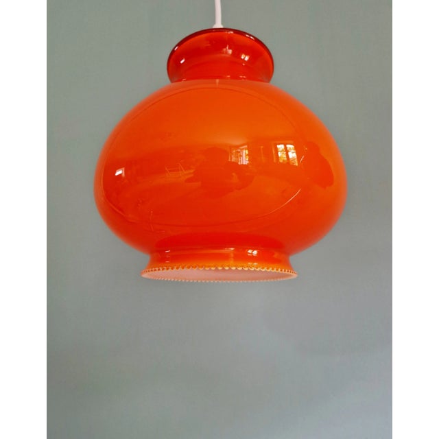 Orange Vintage Orange Opaline Pendant Lights, 1960s, Set of 3 For Sale - Image 8 of 12