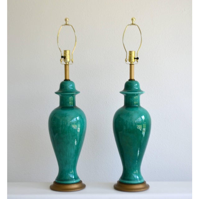 Pair of Hollywood Regency Ginger Jar Form Ceramic Table Lamps Chairish