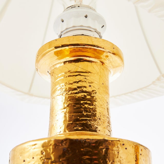 Bitossi Golden Ceramic Table Lamps attributed to Bitossi, Italy, 1970s, Set of 2 For Sale - Image 4 of 5