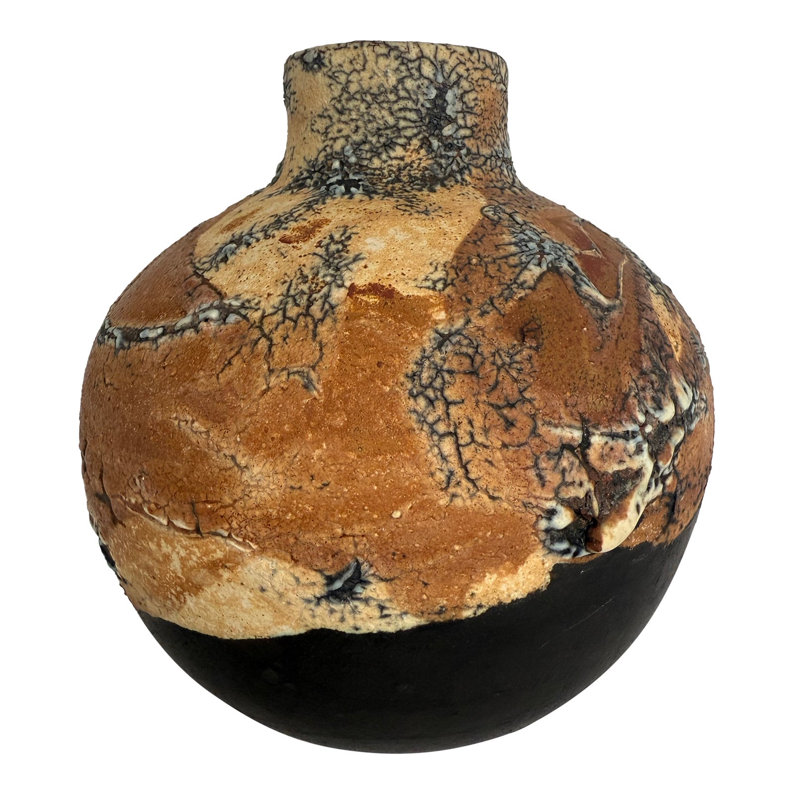 Vintage Midcentury Texture Raku Vase | Chairish