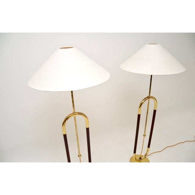 1970s Vintage Swedish Brass and Birch Floor Lamps from Bergboms, 1970s, Set of 2 For Sale - Image 5 of 11