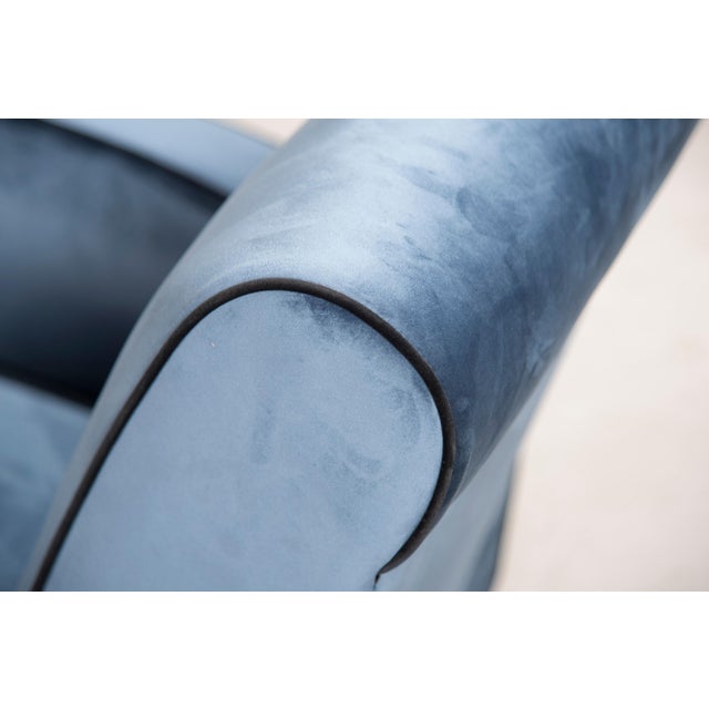 Black Set of Art Deco Blue Velvet Armchairs, 1940s For Sale - Image 8 of 18