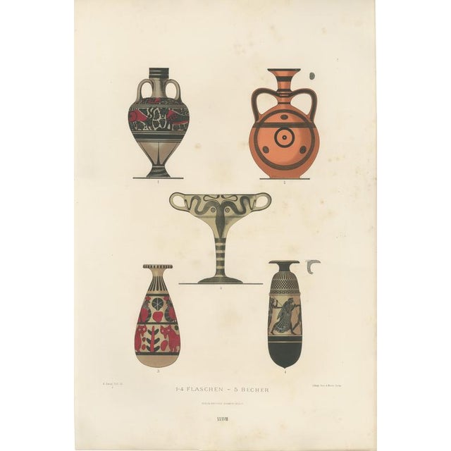 Albert Genick, Greek Bottles & Drinking Cup Color Lithograph, 1883, Lithograph For Sale - Image 10 of 10
