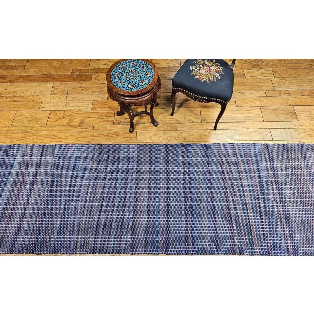 Antique American Amish Rag Runner, Handwoven Wool & Cotton, Stripe Pattern, 3x17 For Sale - Image 10 of 12