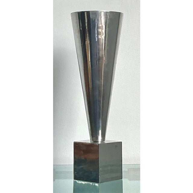 Vintage Monumental Az Cast Aluminum Cone Vase For Sale In West Palm - Image 6 of 11