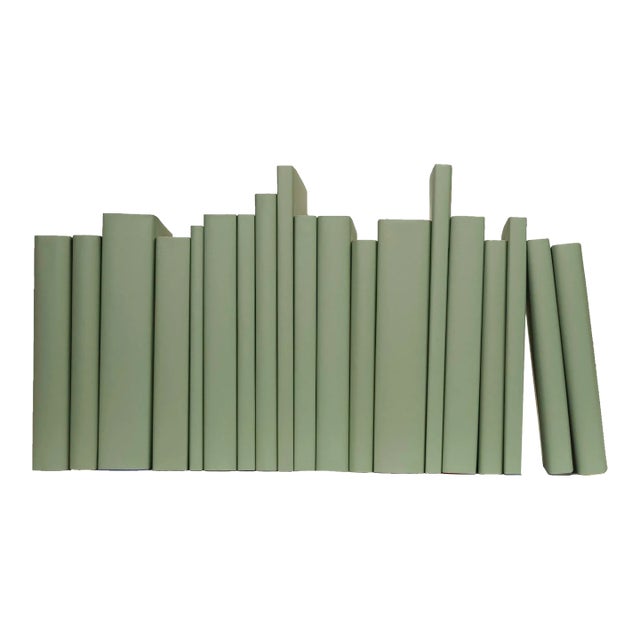 Decorative Books - Spanish Moss Oversized Paper Wrapped Books - Green Books By The Foot For Sale