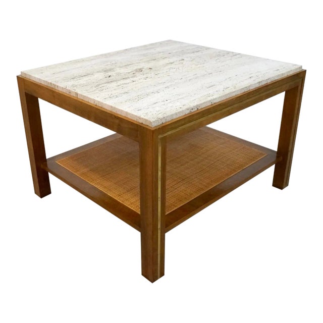1960’s Mid-Century Modern Travertine Top End Table For Sale