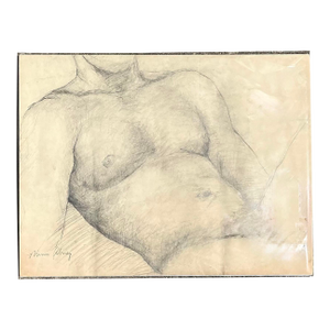 Vintage Original Nude Male Sketch