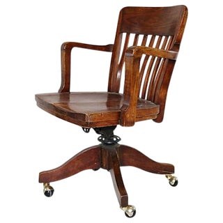 Vintage Solid Walnut Office Chair For Sale