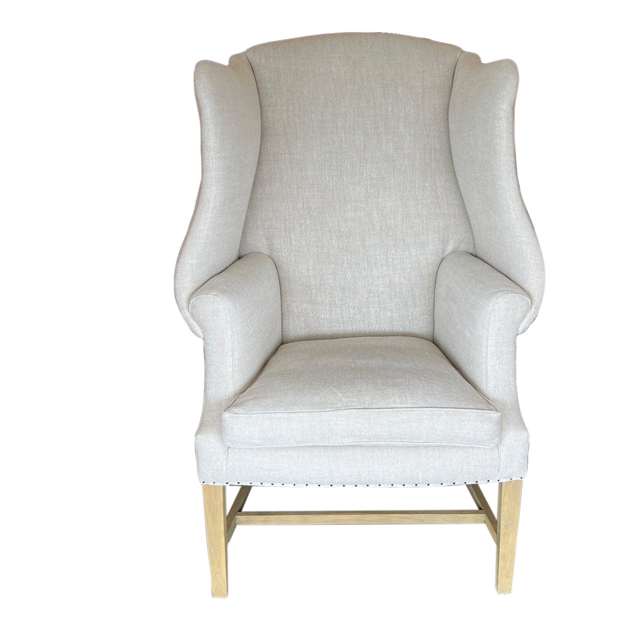 Restoration Hardware Hampshire Linen Wingback Chair Chairish