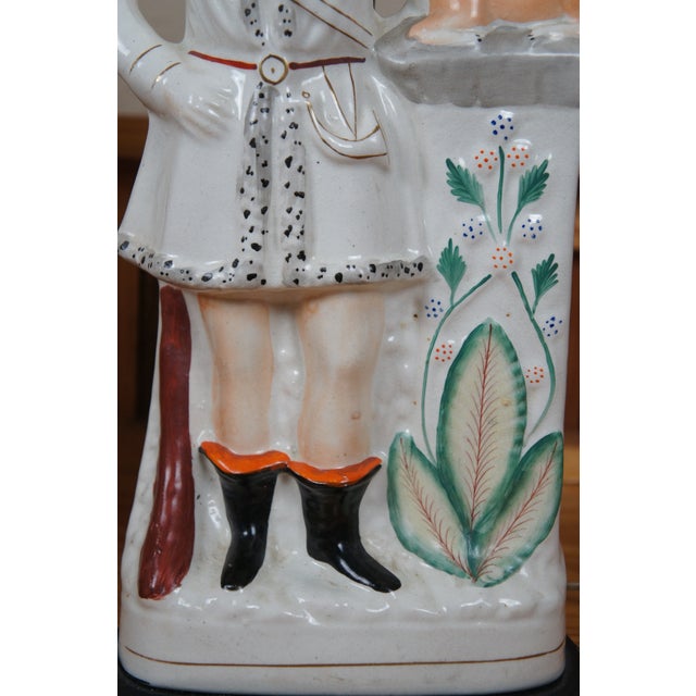 Pair Antique Staffordshire Scottish Highlander Animal Table Lamps For Sale - Image 9 of 12