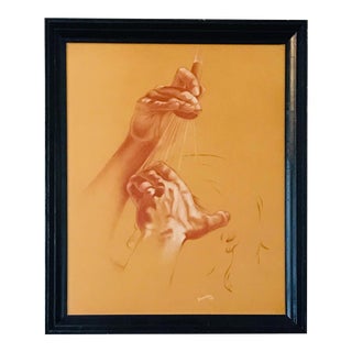 1990s Figurative Conté and Chalk Sketch, Framed For Sale