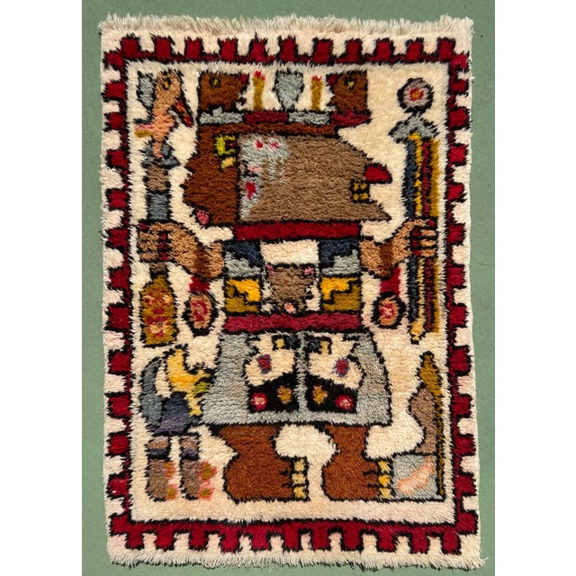 Here is a gorgeous woven shag textile art piece from the Mid-Century that was hand-made and designed in Ecuador. Label is...