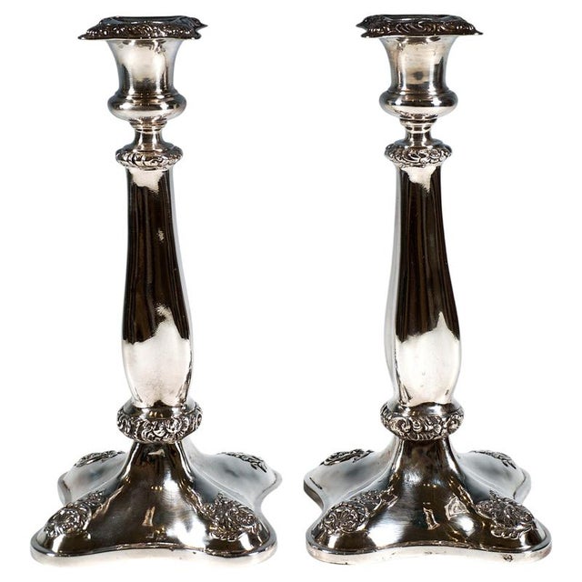 Antique Biedermeier Silver Candleholders, Vienna, Austria, 1840s, Set of 2 For Sale - Image 9 of 9