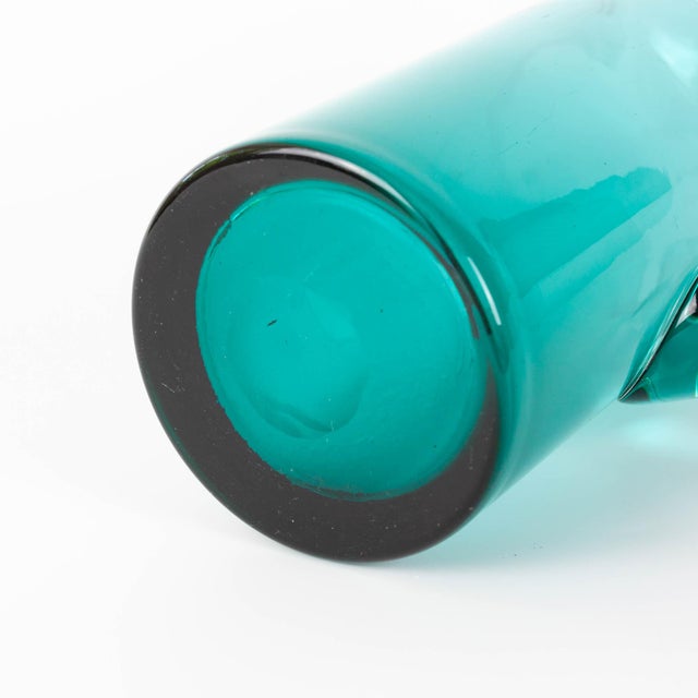 Portuguese Turquoise Glass Jug, 1960s For Sale - Image 13 of 18