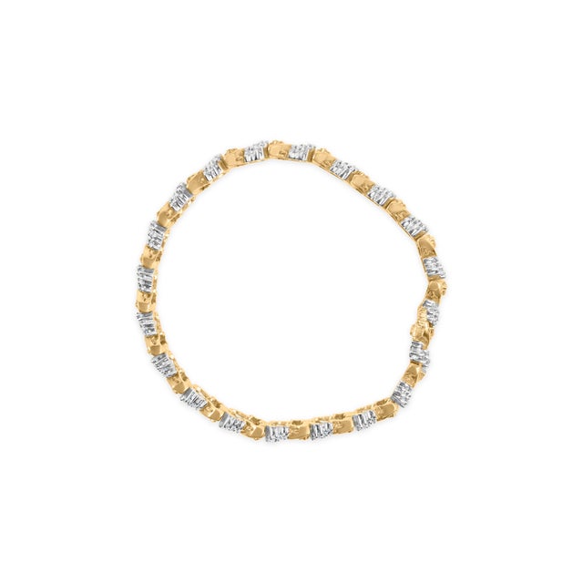 Contemporary 14K Yellow Gold 4.00 Cttw Diamond Woven Composite Cluster and S-Link Bracelet (I-J Color, I1-I2 Clarity) - 7" Inches For Sale - Image 3 of 6