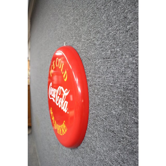 Pop Art Reproduction Coca-Cola Button Sign For Sale - Image 3 of 5