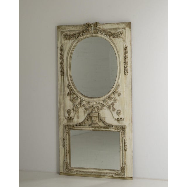 Early 19th Century France Louis XVI Antique White Wood Full-length & Floor Mirrors For Sale - Image 9 of 11