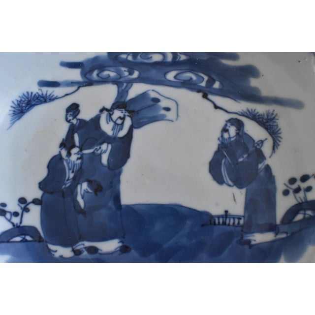 Antique Kangxi Immortals Blue Underglaze Dish For Sale In San Francisco - Image 6 of 10