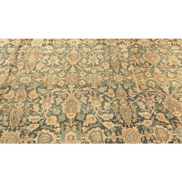 Blue Authentic 19th Century Persian Meshad Handmade Wool Rug For Sale - Image 8 of 8