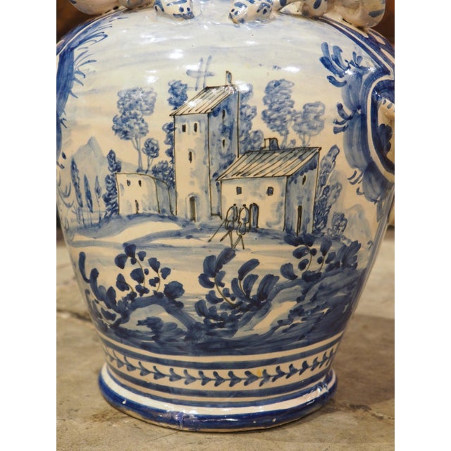 Antique Blue and White Lidded Vases From Savona, Italy, Circa 1800 For Sale - Image 11 of 12